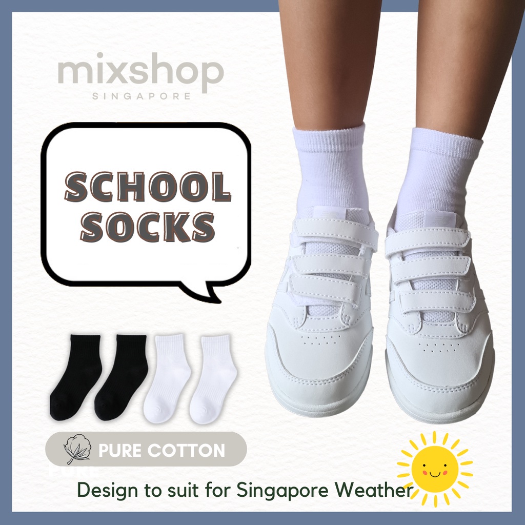 [3 Pairs] mixshop Student Basic School Socks / Kindergarten Primary Secondary Adult Socks [SG READY STOCK]
