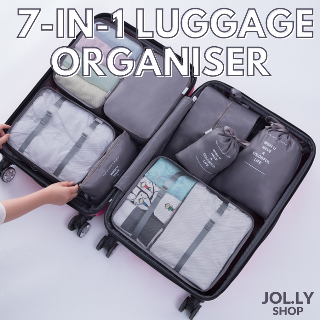 7Pcs Waterproof Luggage Organiser Travel Pouch with Belt