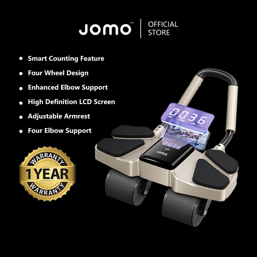 【2024 NEW】Upgraded Premium JOMO Four Wheel Abdominal Wheel Roller Widened Wheel Base Adjustable Armrest