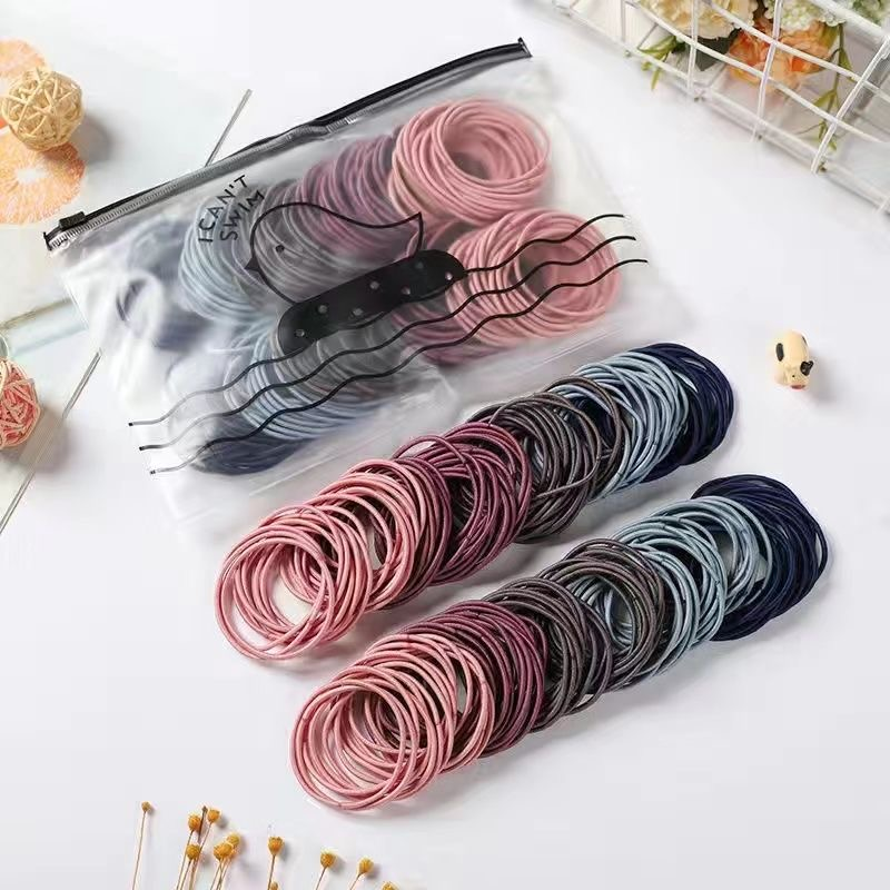 100pcs elastic band hair band does not hurt hair tie hair cord Elastic band head rope high elasticity